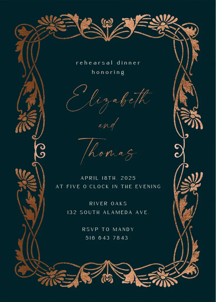 Golden frame - prova yemeği davetiyesi